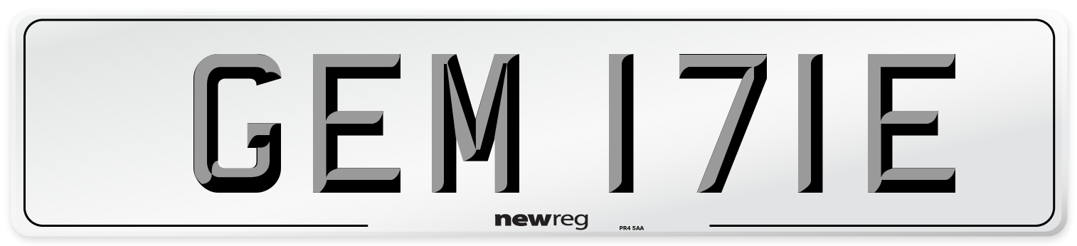 GEM 171E Number Plate from New Reg